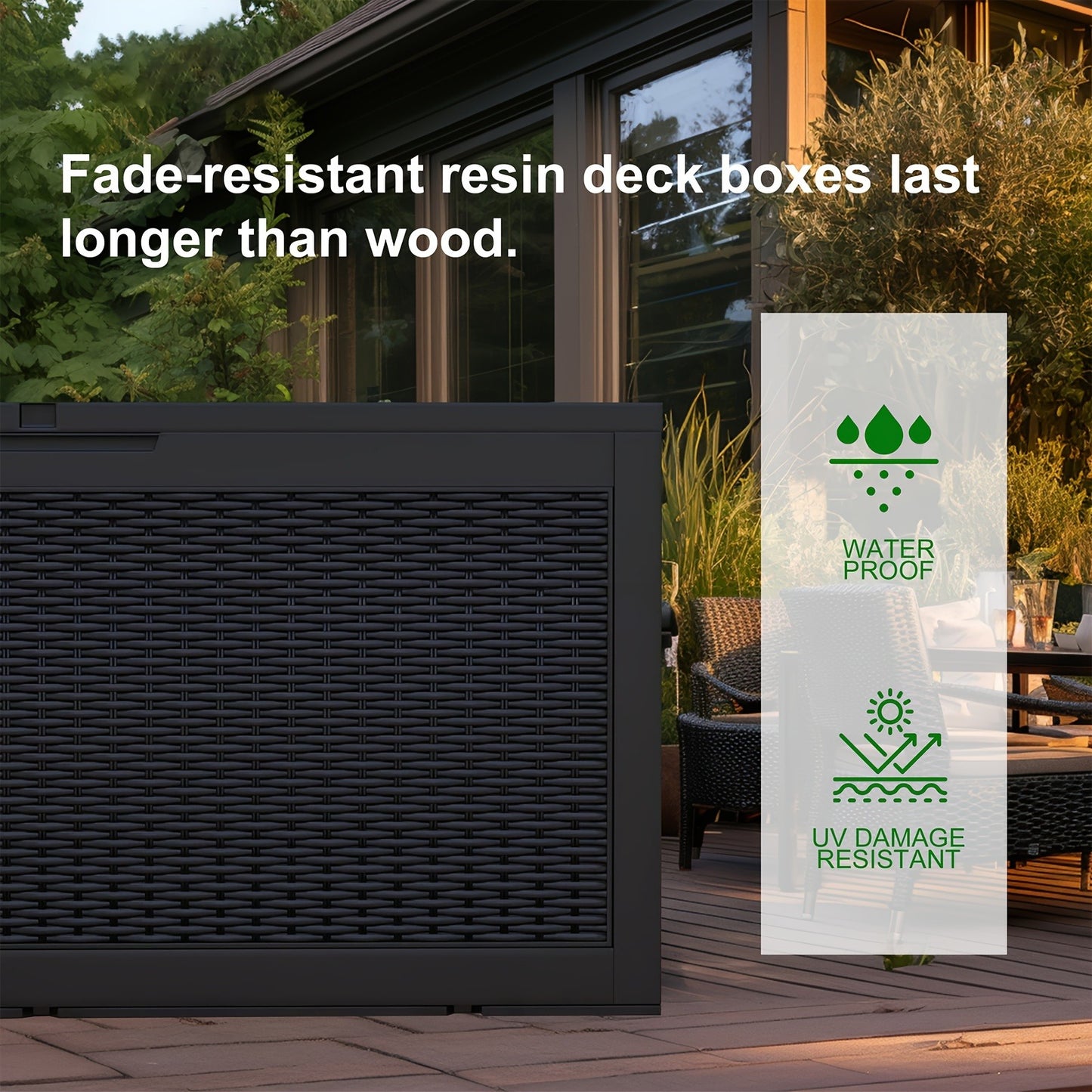 Resin Deck Box 100 Gallon Lockable Outdoor Storage – Patio & Garden