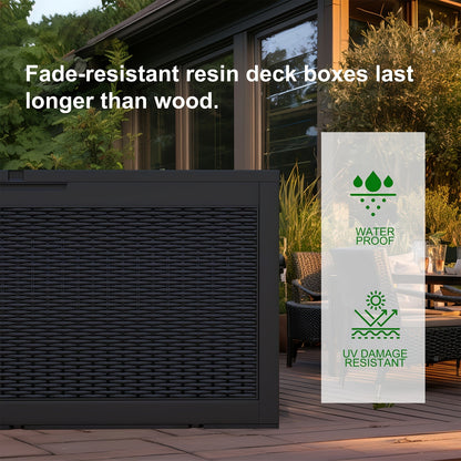 Resin Deck Box 100 Gallon Lockable Outdoor Storage – Patio & Garden
