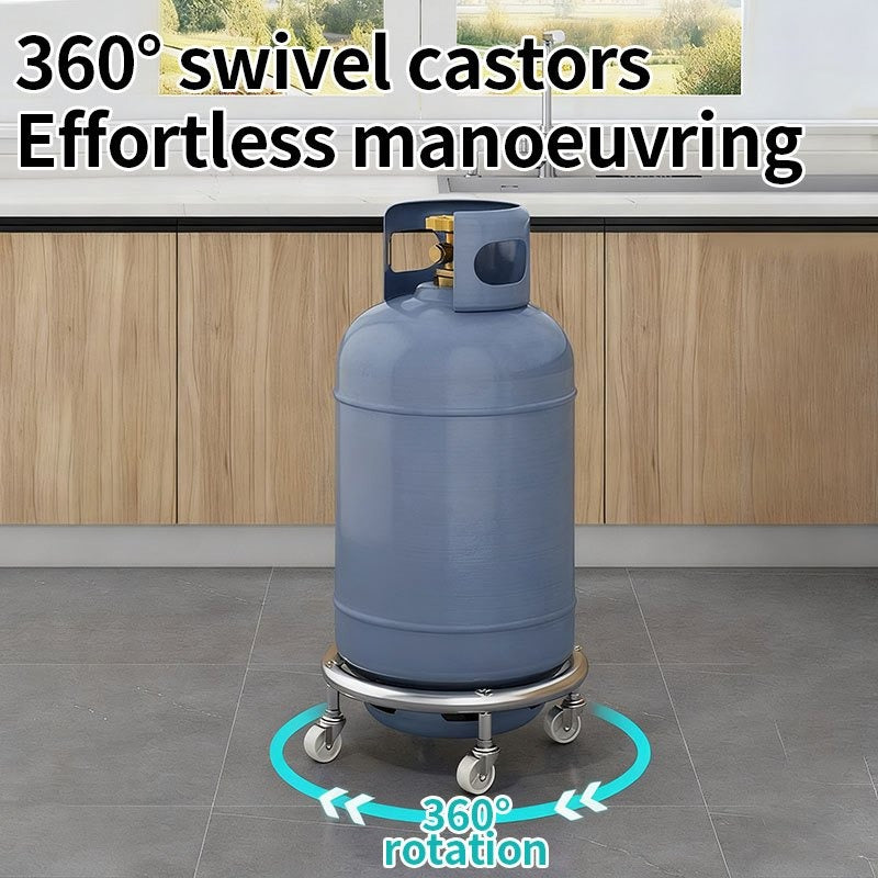 Propane Tank Dolly with 4 Locking Wheels – Heavy Duty Gas Cylinder Cart & Movable Base for Tanks, Garden Pots & Storage