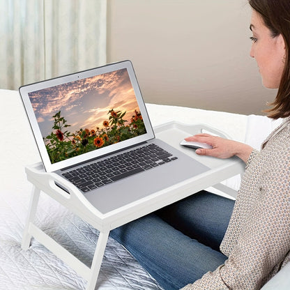 Bamboo Bed Tray with Folding Legs Large 19.5x12 Inch Lap Desk for Breakfast Sofa Laptop Reading Drawing Snack Tray Eco Friendly Foldable Portable Natural Bamboo