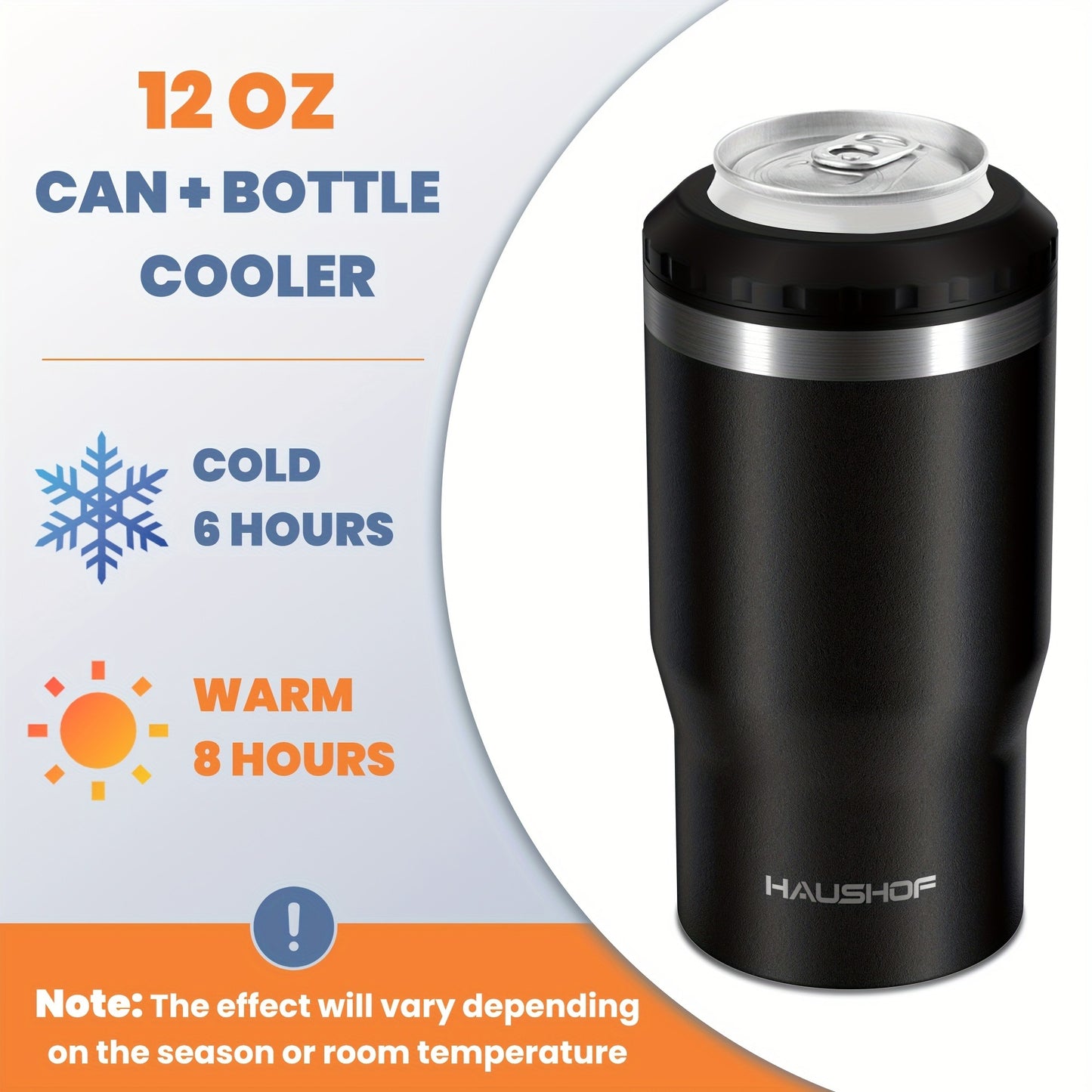 Can Cooler Insulated Stainless Steel 4-in-1 for 12 oz Standard Slim Can & Beer Bottle – Double Wall Sweat-Proof Beer Koozie for Camping Beach Tailgate BBQ Outdoor Party