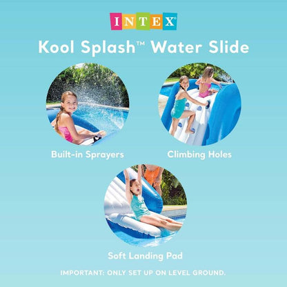 Inflatable Pool Water Slide for Kids | Backyard Water Slide with Built-in Sprinklers, Climbing Handles & Soft Landing Pad for Above-Ground Pools