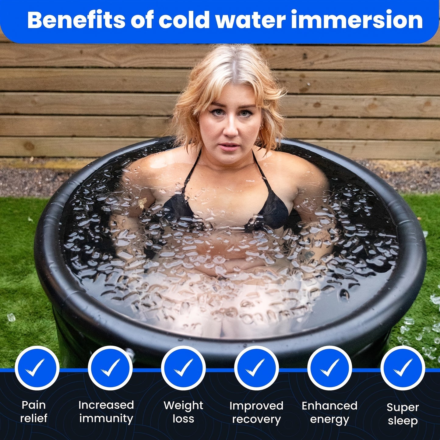 Cold Plunge Tub Foldable Ice Bath | 95-Gallon 34"x34"x30" Portable Cold Water Therapy Tub for Indoor & Outdoor Recovery
