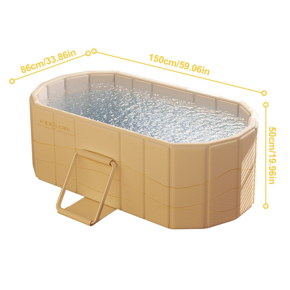 Ice Bath Tub Foldable Portable with Dual Drainage – Collapsible Cold Plunge & Hot Bath Tub, Freestanding Home Bathtub for Adults Indoor Outdoor