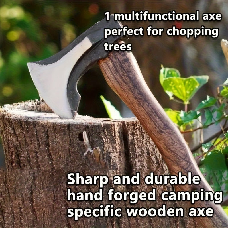 Splitting Axe Forged Carbon Steel 15.6-Inch with Handcrafted Wooden Grip, Professional Backyard Hatchet for Wood Chopping, Gardening and Camping — Single or 2-Pack