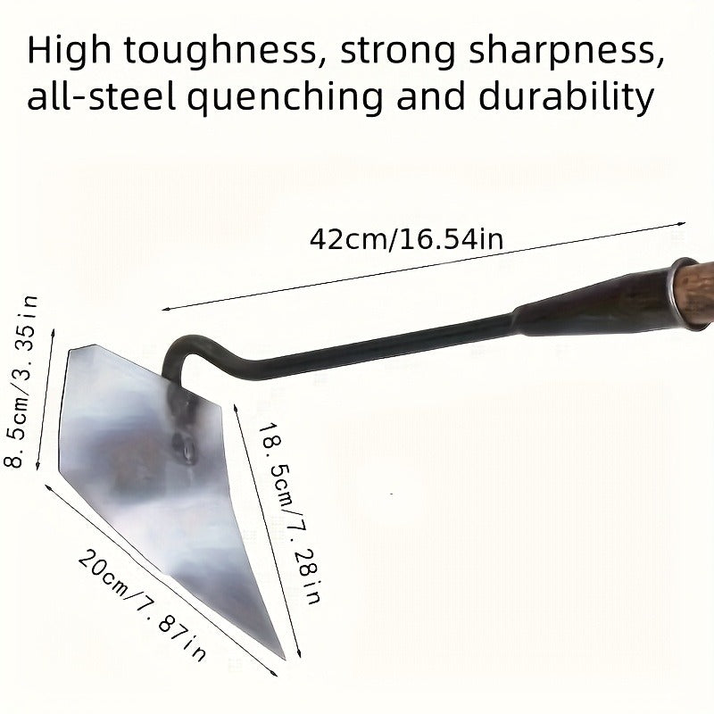 Garden Cultivator Manganese Steel Hand Plough Thickened Triangular Hoe for Plowing, Soil Loosening, Ditching and Fertilizing — Pointed Agricultural Tool for Vegetable Growing