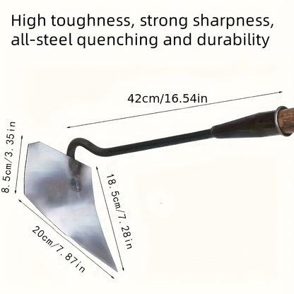Garden Cultivator Manganese Steel Hand Plough Thickened Triangular Hoe for Plowing, Soil Loosening, Ditching and Fertilizing — Pointed Agricultural Tool for Vegetable Growing