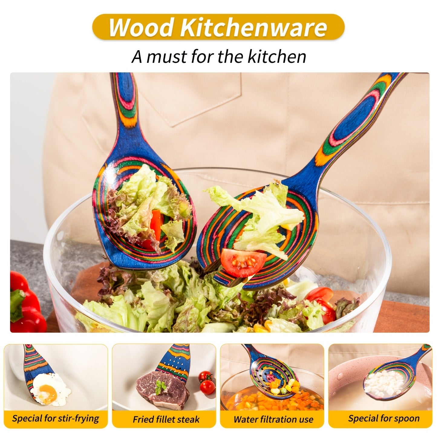 Pakkawood Kitchen Utensil Set 7 PCS – Spurtle & Spatula