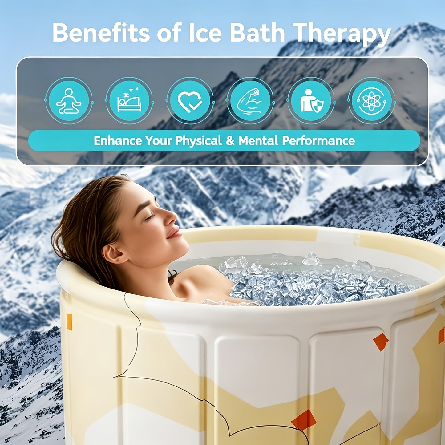 Thermal Insulated Bathtub Foldable Non-Inflatable for Adults – Hot & Cold Dual Use, Ice Bath Muscle Relief & Warm Soak, Space-Saving Home Spa Tub