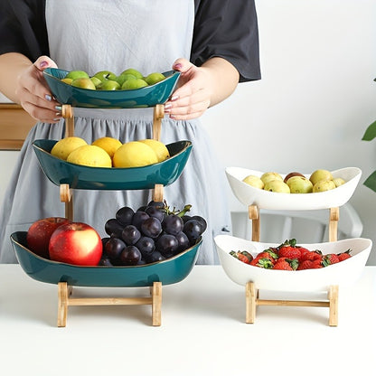 Fruit Stand 2/3-Tier Plastic Tiered Tray | Elegant Candy Display Snack Bread Bowl for Kitchen Living Room | Space-Saving Countertop Organizer Gift