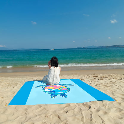 Sandproof Beach Blanket Oversized Extra Large Quick Dry Picnic Mat for Beach Camping Travel – Bohemia Dolphin Sailor Turtle Fish Patterns, 2-10 Adults