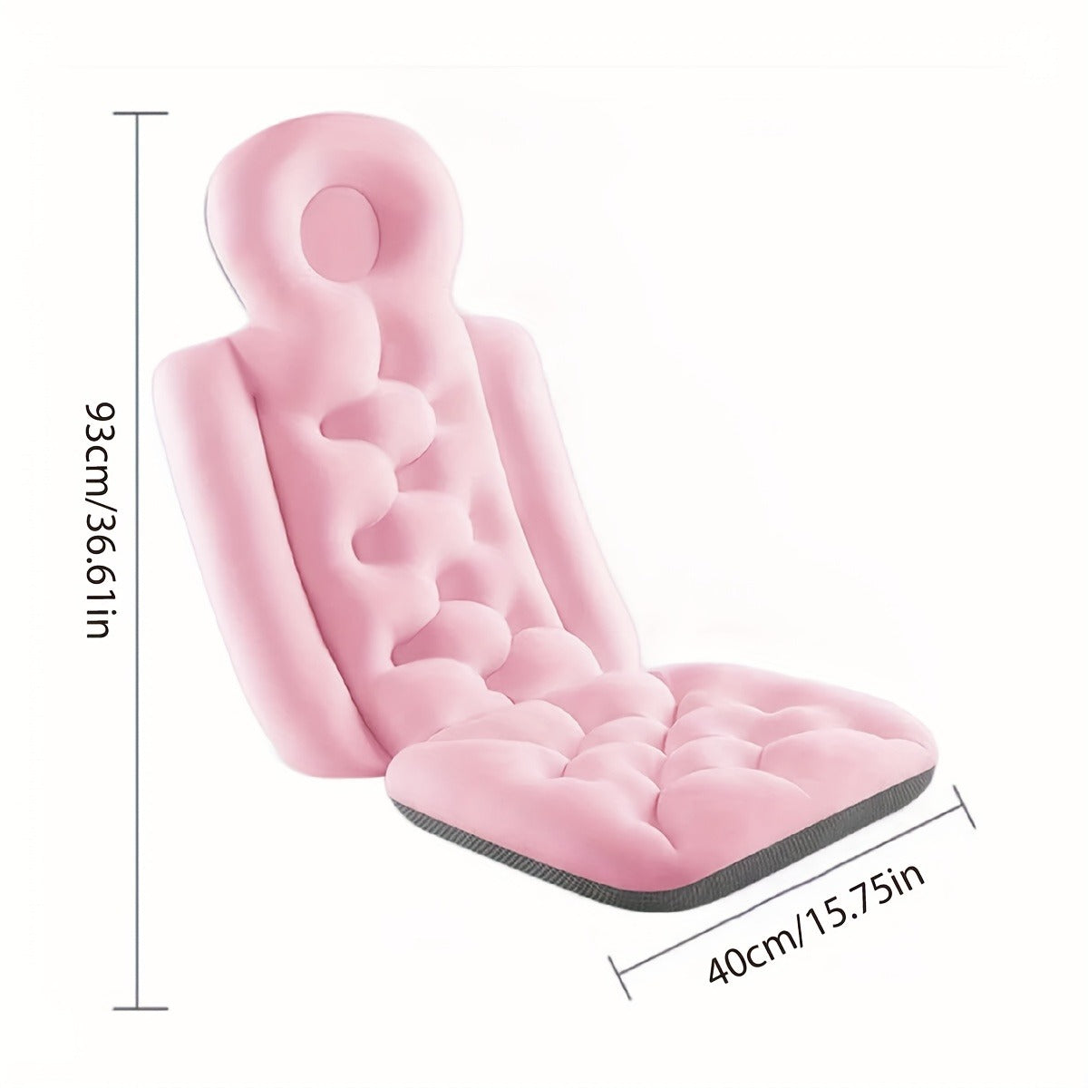 Bathtub Cushion Full Body Bath Mat Anti-Slip Ergonomic Pillow with Contoured Headrest Arm Support Neck Back Relief Quick-Dry Machine Washable Spa Bathroom Accessory