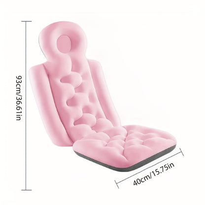 Bathtub Cushion Full Body Bath Mat Anti-Slip Ergonomic Pillow with Contoured Headrest Arm Support Neck Back Relief Quick-Dry Machine Washable Spa Bathroom Accessory