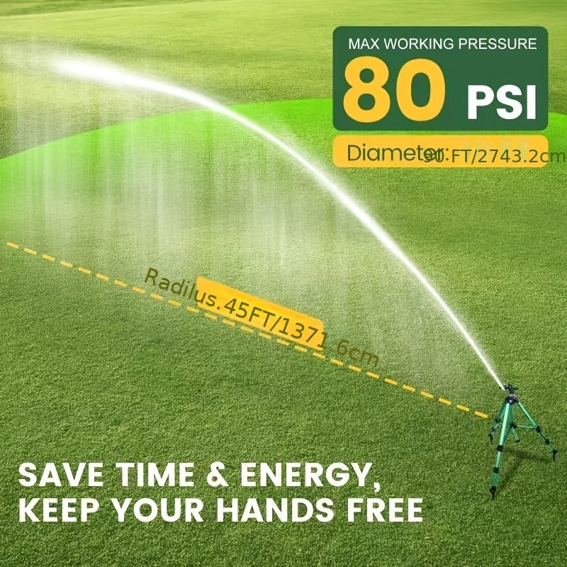 Impact Sprinkler Tripod 360° Zinc Head Lawn Yard Irrigation Flip Lock