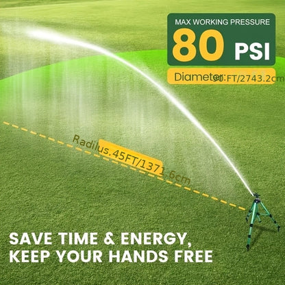 Impact Sprinkler Tripod 360° Zinc Head Lawn Yard Irrigation Flip Lock