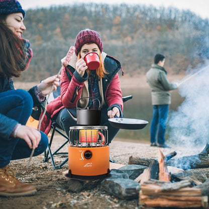 Portable Propane Heater Stove 2-in-1 Camping Gas Stove & Heater 3680-9000 BTU with Ignition, Stainless Steel, No Electricity Needed for Camping, Ice Fishing, Hunting, Hiking & Emergency Preparedness