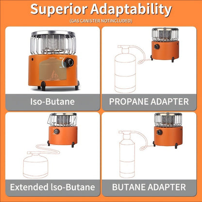 Portable Propane Camping Stove Heater 9000 BTU, 3-in-1 Indoor Outdoor Gas Burner with Adjustable Flame, Carrying Case, Emergency Preparedness