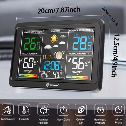 Wireless Weather Station - Indoor Outdoor Thermometer with 7.6" LCD, Barometer, Humidity, Moon Phase & USB Charging