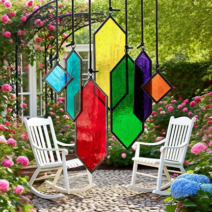 Glass Rainbow Suncatcher Hanging Ornament - Crystal Prism Window Sun Catcher for Garden, Patio & Home Decor