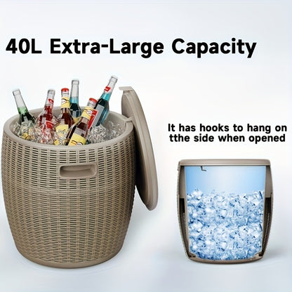 Outdoor Storage Bin 40L Rattan Deck Box UV Protected Weather Resistant