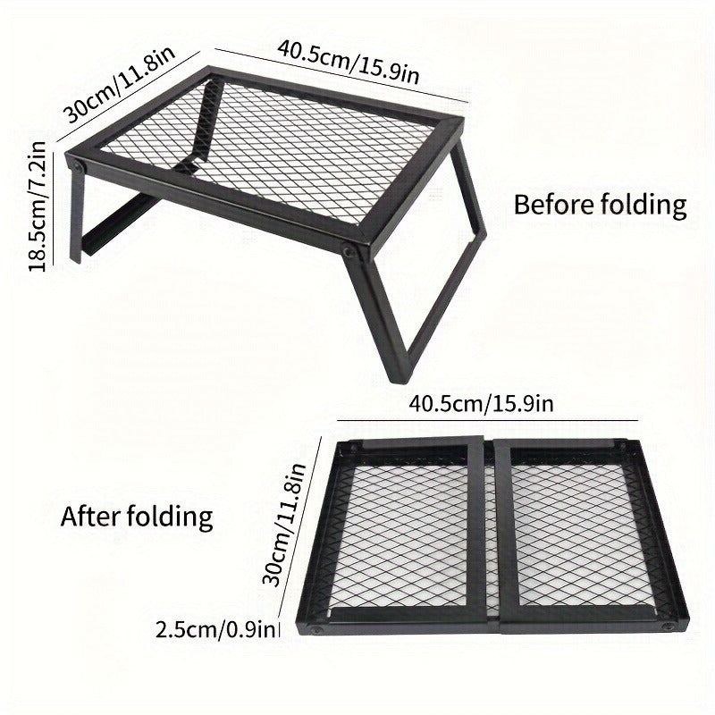 Campfire Grill Folding 16x12 Inch Heavy Duty Steel with Legs & Clip – 2-Pack Portable Open Fire Pit Grill for Camping, Outdoor Cooking & Backpacking