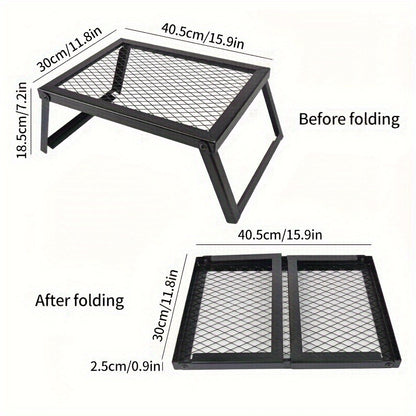 Campfire Grill Folding 16x12 Inch Heavy Duty Steel with Legs & Clip – 2-Pack Portable Open Fire Pit Grill for Camping, Outdoor Cooking & Backpacking