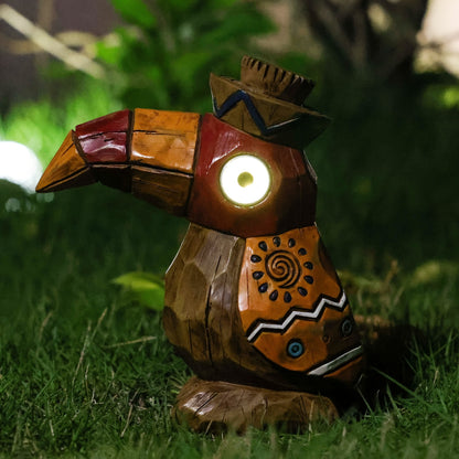 Solar Garden Statue – Tiki Woodpecker Bird Outdoor Light Sculpture for Patio, Pool & Yard Decor