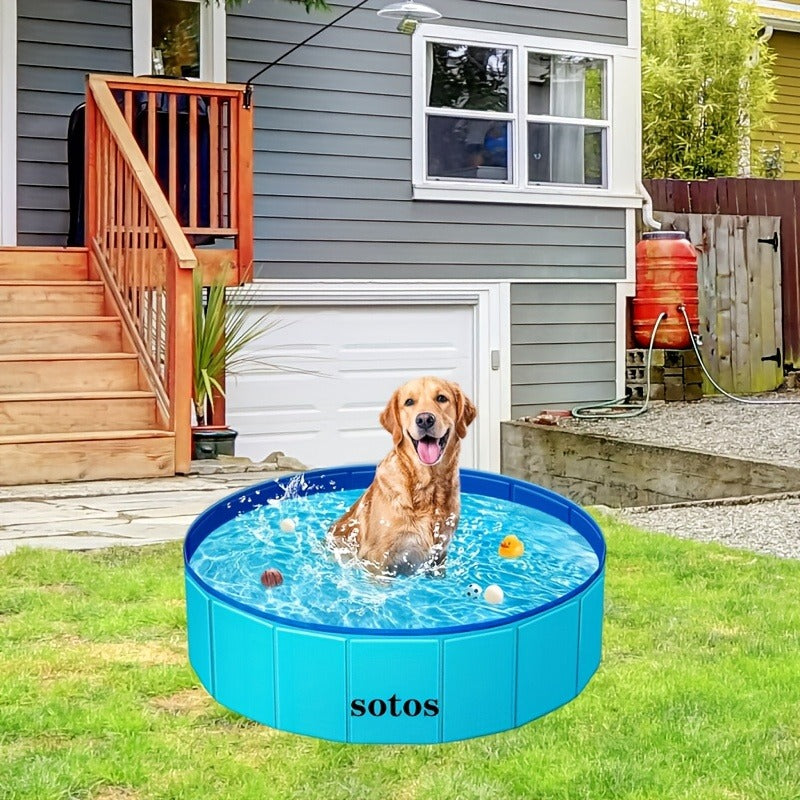 Foldable Dog Pool – Portable Hard Plastic Pet & Kids Swimming Pool, Anti-Slip Collapsible Bathtub for Indoor Outdoor Backyard Use, 3 Sizes