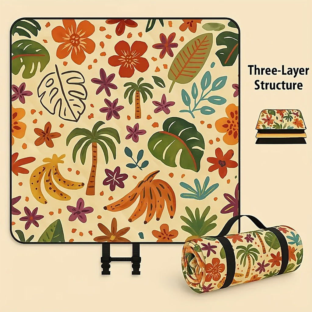 Picnic Blanket Padded | Foldable Floral Mat Beach Park Camping Travel