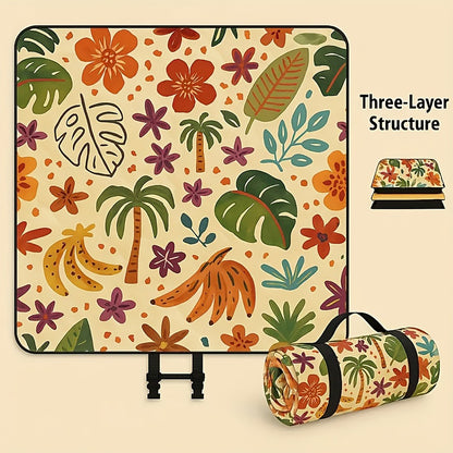 Picnic Blanket Padded | Foldable Floral Mat Beach Park Camping Travel