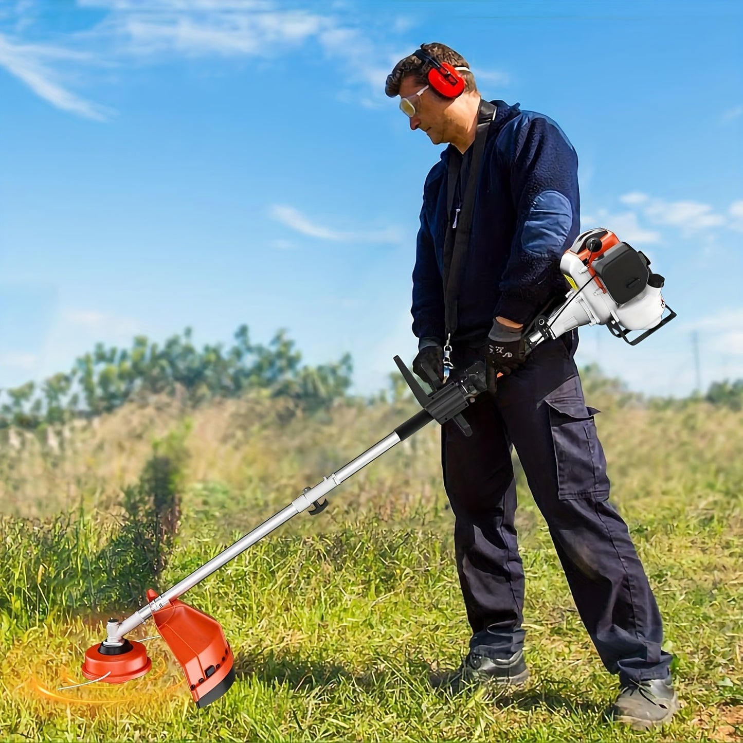 Gas String Trimmer 3-in-1 – 36CC/48CC/52CC 2-Stroke Brush Cutter & Weed Wacker with String Head, 3T Blade & 40T Circular Blade, Backpack Option
