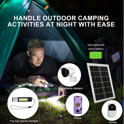 Solar Panel 5W Monocrystalline with Built-In 5200mAh Battery - 3rd Gen Emergency Charger for Security Camera, Doorbell, Outdoor Lights & Low-Voltage Devices, Portable Travel Power