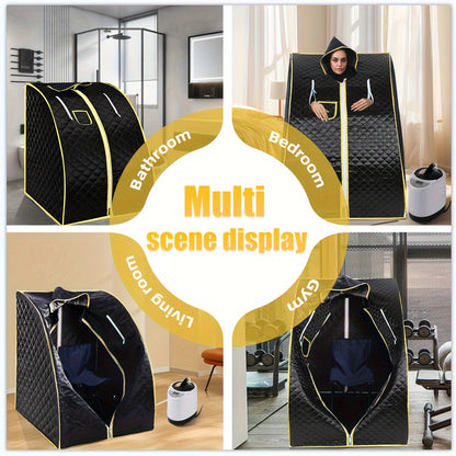 Portable Steam Sauna Tent with Remote Control & Foldable Chair, Personal Home Sauna Room for Detox Weight Loss Relaxation, Stainless Steel Stand, 87oz Steam Generator Included