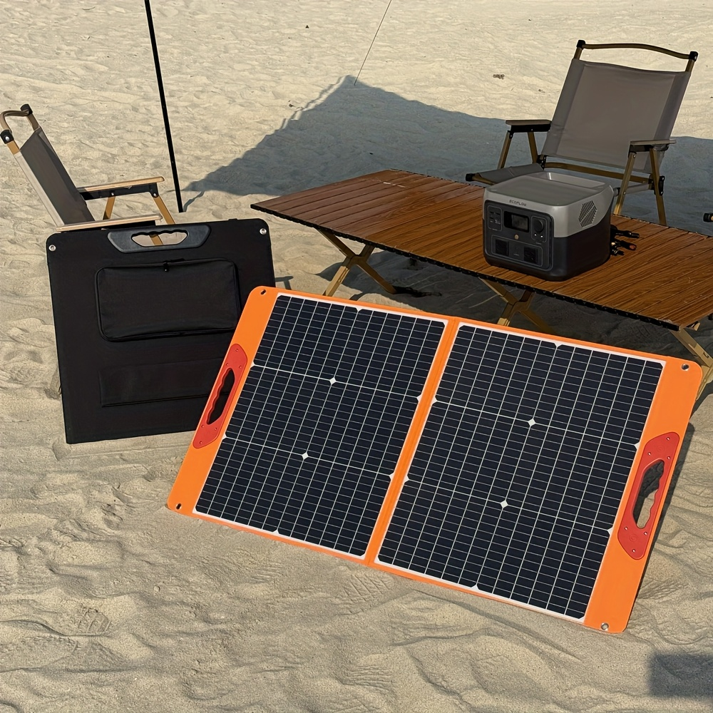 Foldable Solar Panel 200W 23.5% High Efficiency 20V Portable with 2 Brackets Solar Cable for Camping RV Power Station Off-Grid Emergency Power Outage