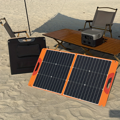 Foldable Solar Panel 200W 23.5% High Efficiency 20V Portable with 2 Brackets Solar Cable for Camping RV Power Station Off-Grid Emergency Power Outage