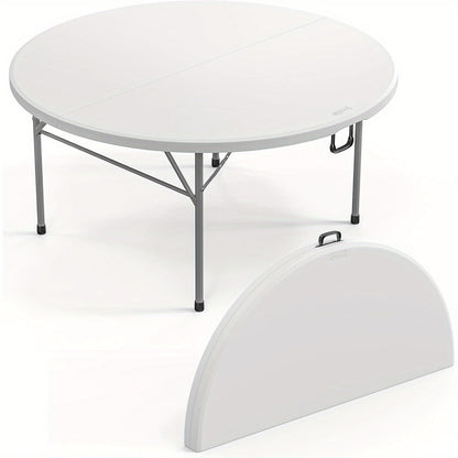 Round Folding Table 48" / 60" Bi-Fold HDPE 1.75" Thick Top Rust-Resistant Steel Frame for Wedding, Party & Commercial Events — 1, 2 or 4 Pack