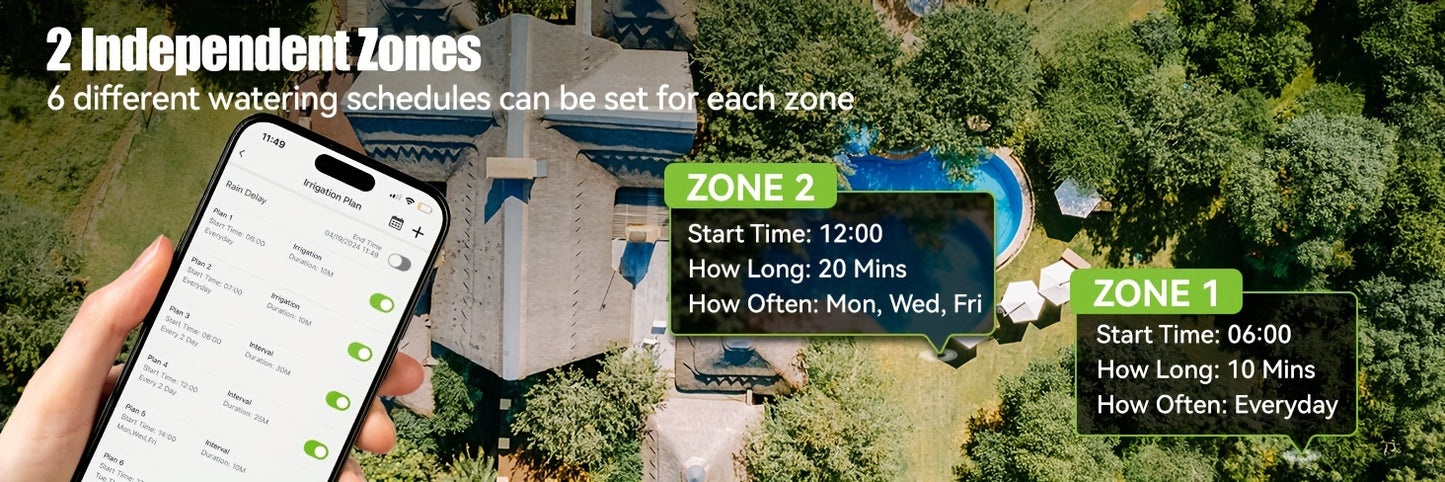 WiFi Sprinkler Timer 2 Zone Smart | App Control Garden Irrigation