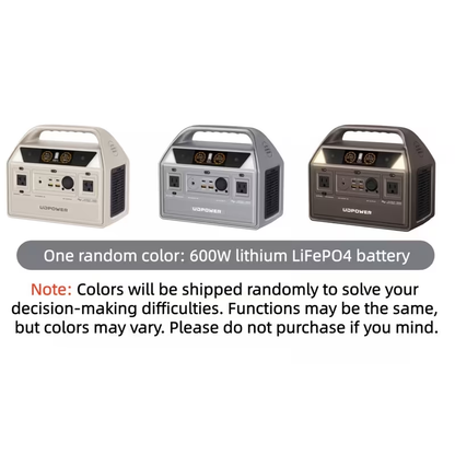 LiFePO4 Power Station 600W 595Wh Solar Generator 9 Outputs AC PD USB-C DC LED for Home Camping RV Travel Emergency Backup Off-Grid Power Supply