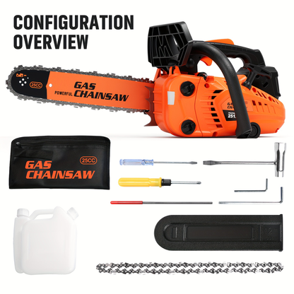 Gas Chainsaw Set – 12-Inch 25CC Pruning Saw & 20-Inch 62CC Heavy-Duty Log Cutting Chainsaw, Choose by Need