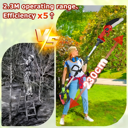 3-in-1 Cordless Pole Saw, Chainsaw & Leaf Blower – 5.8ft Telescopic Pole, 2 Batteries, for Tree Trimming, Gardening & Landscaping