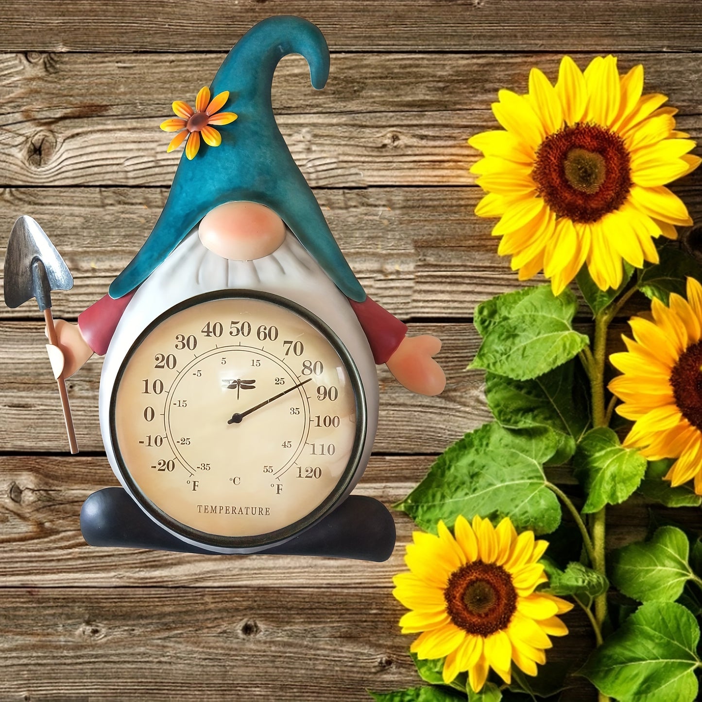 Outdoor Thermometer Metal Gnome | Wall Decor Patio Garden Indoor