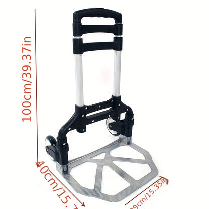 Folding Hand Truck Dolly Aluminum Collapsible Cart Portable Luggage Trolley 165 lbs Capacity