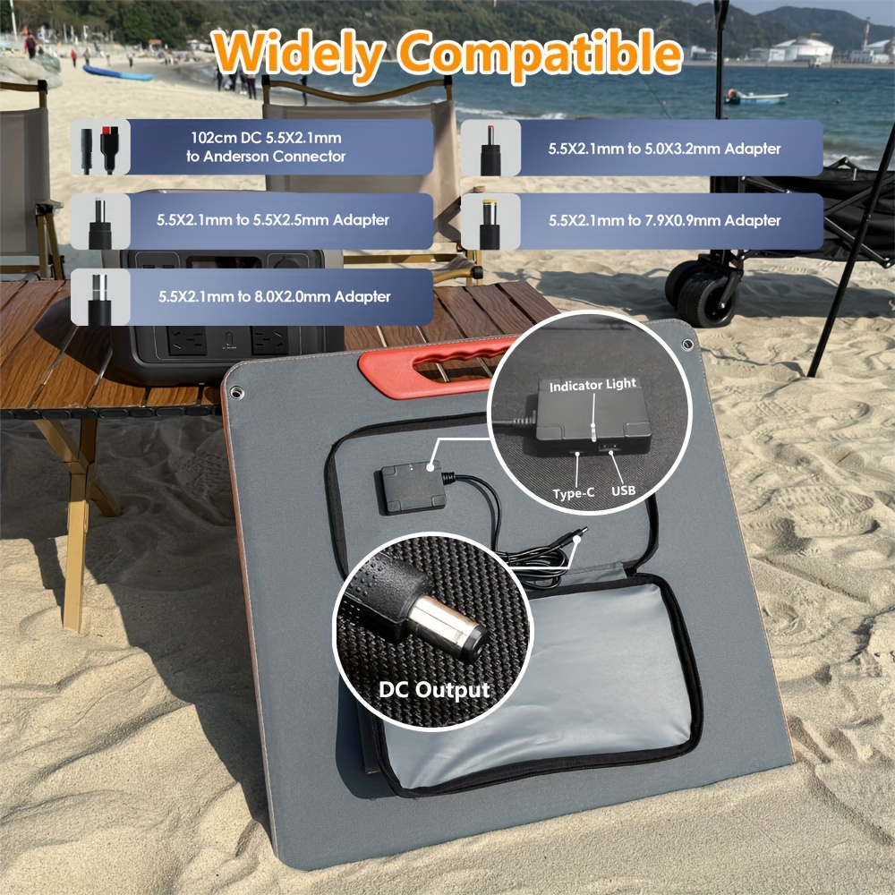 Foldable Solar Panel 200W 23.5% High Efficiency 20V Portable with 2 Brackets Solar Cable for Camping RV Power Station Off-Grid Emergency Power Outage