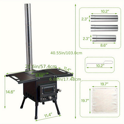 Tent Wood Stove Portable | Camping Heating Cooking Hot Tent Winter