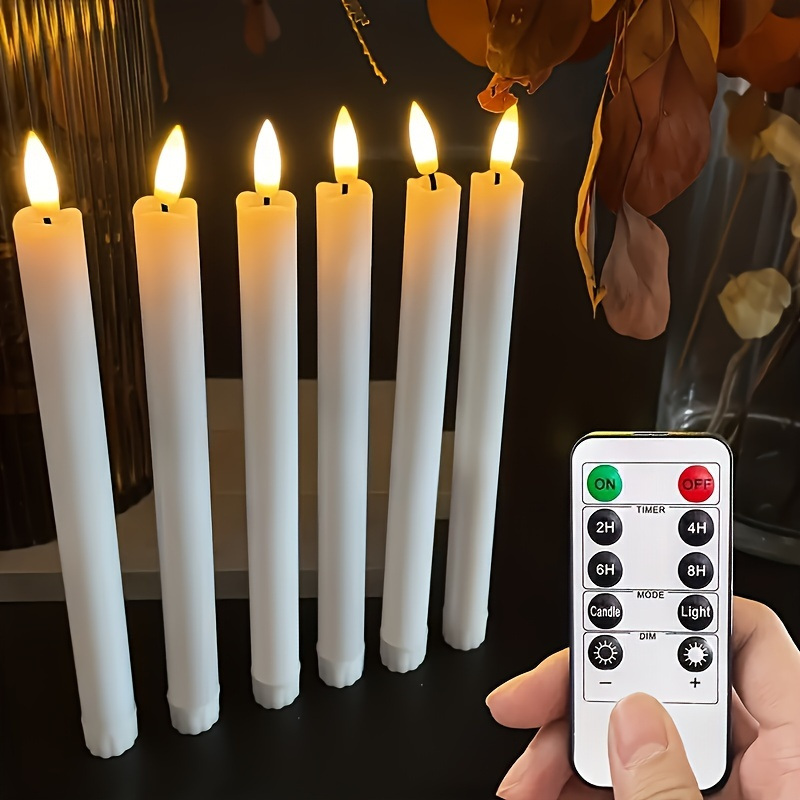 Flameless Taper Candles with Remote 6 Pack LED Flickering Battery Operated Electric Fake Window Candles 3D Black Wick for Dining Table Centerpiece Holiday Home Decor