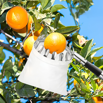 Fruit Picker Stainless Steel Adjustable Extension Pole - Tall Tree Orchard Picking Tool with Non-Slip Handle for Apples, Avocados, Peaches, Pears, Lemons, Cherries & Plums - 63 to 157 Inch