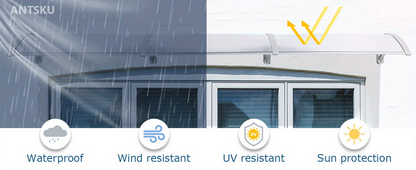 Door Awning 120"x40" Polycarbonate Canopy UPF50+ UV Rain Snow