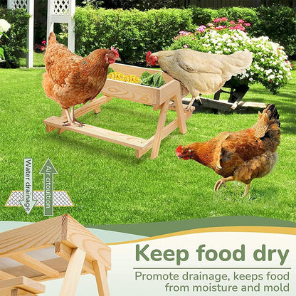 Wooden Chicken Feeder Trough Poultry Dining Table No Waste Farm