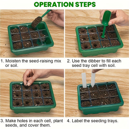 Seed Starting Kit LED Grow Light Timer | Indoor Seedling Tray Dome