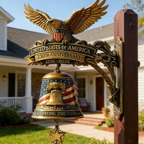 Patriotic Eagle Wind Chime – Vintage Metal Doorbell for Porch & Garden 250th Anniversary